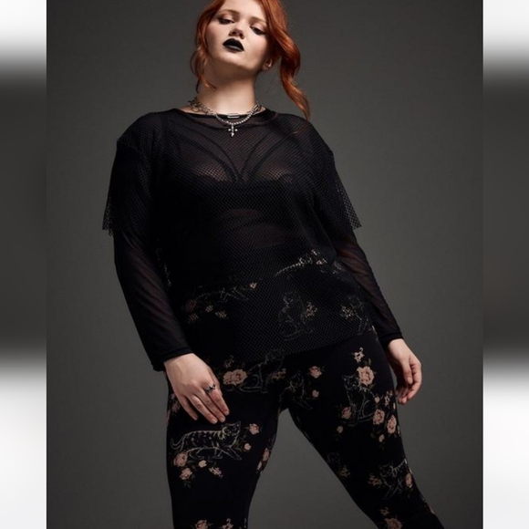 NWT Nightfall Floral And Cat Full Length Printed Legging - Picture 4 of 5